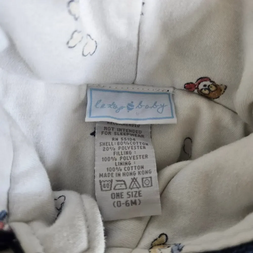 Vintage Le Top Baby Bunting Size 0-6 Months Newborn Puppy Dog Velvet Sack Navy